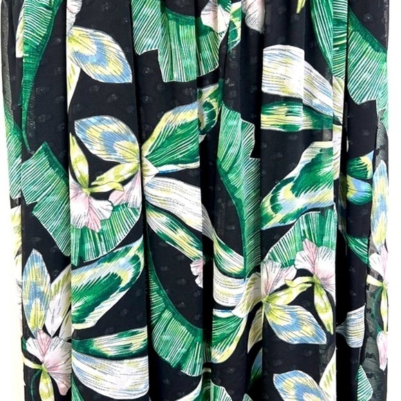 Maette - Black Tropical Colorful Multi Purpose Lined Midi Dress Size Medium - Picture 12 of 12